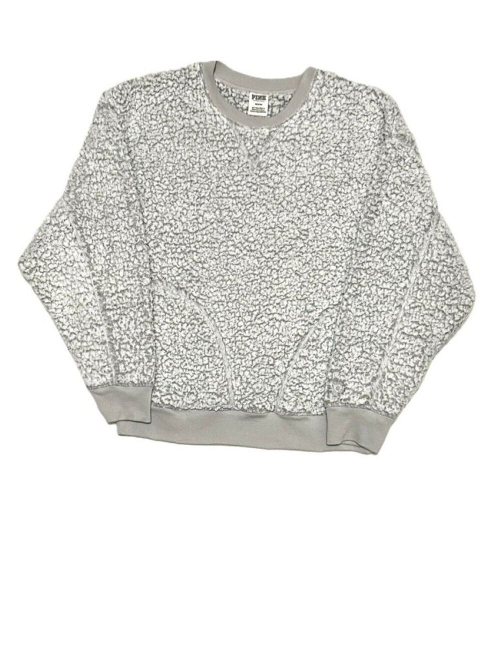 PINK Victoria Secret Women's Light Gray Sherpa Fleece Sweatshirt